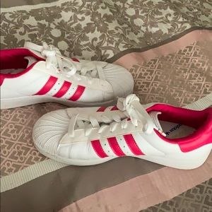 Adidas Pink & White Shoes.